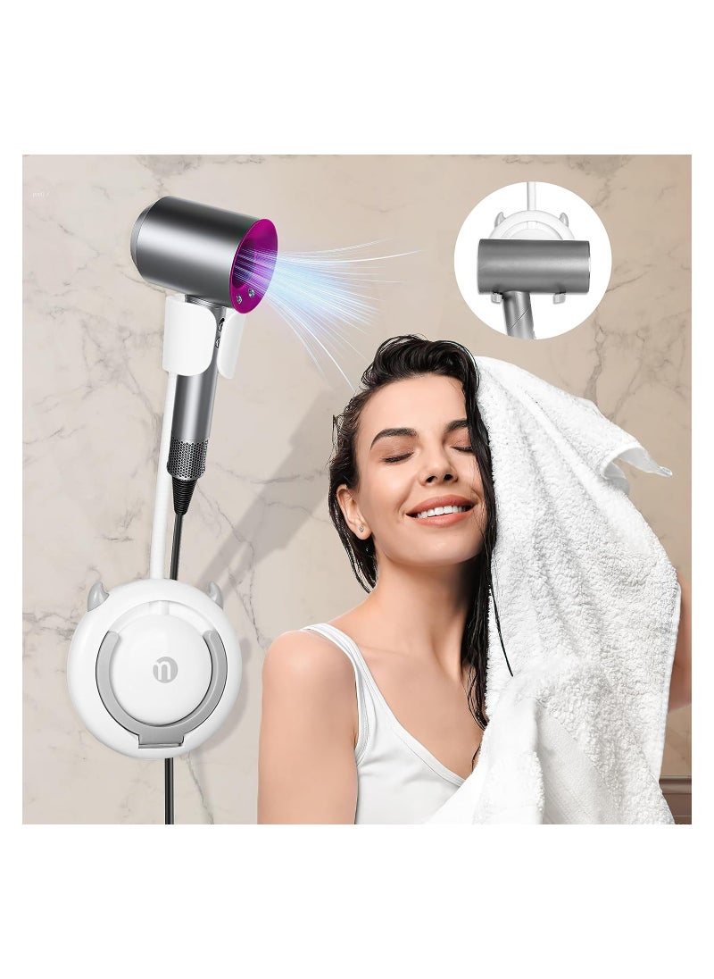 KASTWAVE Hair Dryer Holder Wall Mounted, Hands Free Blow Dryer Stand, Adjustable Blow Dryer Organizer with Cable Hanger, Self Adhesive Hair Blow Dryer Rack for Cabinet Bathroom  - Image 1