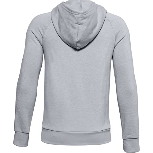 Under Armour Boys Rival Fleece Hoodie , Mod Gray Light Heather (011)/Onyx White , Youth Small - Image 2