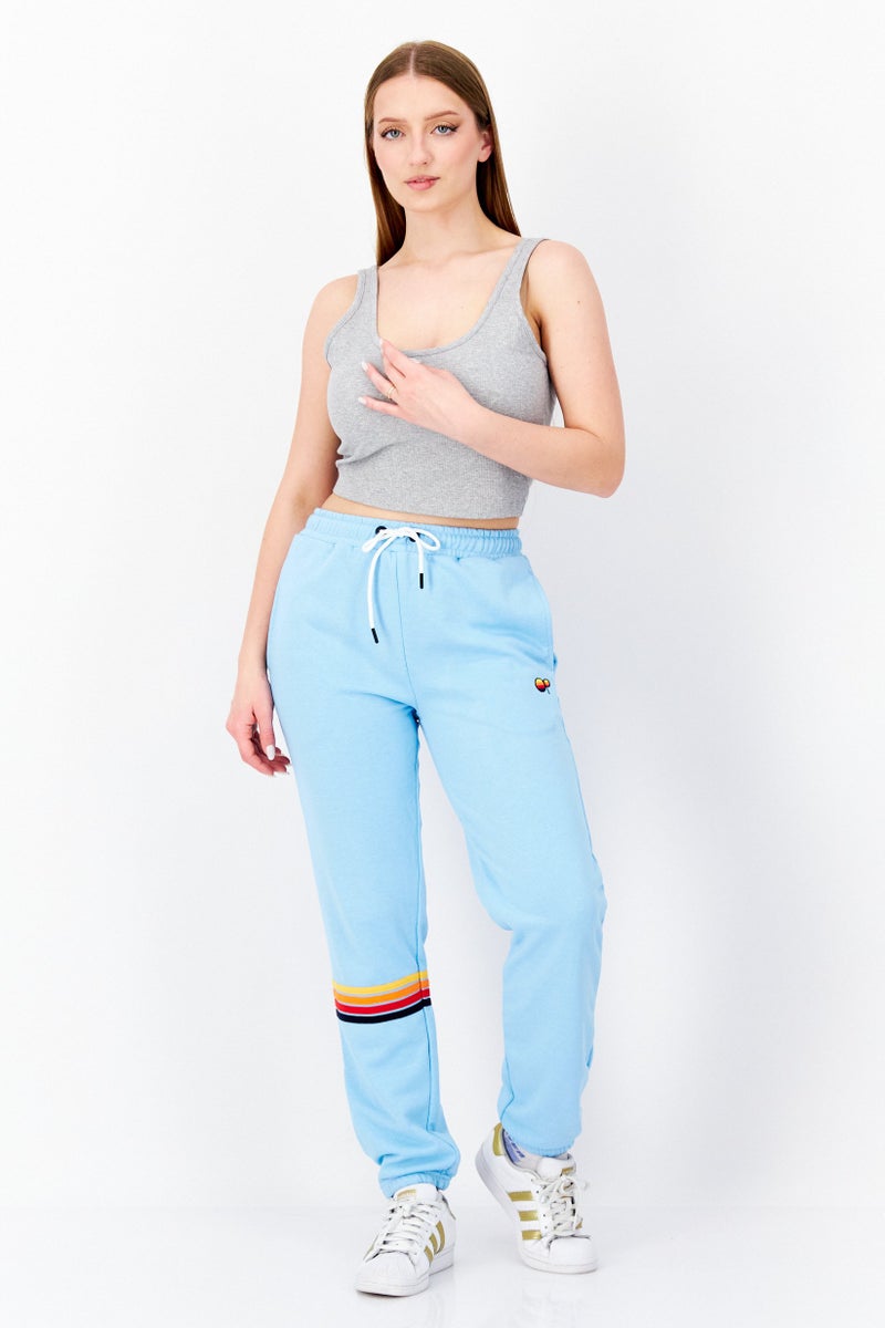 Ocean Pacific Women Drawstring Embroidered Logo Sweatpants, Light Blue - Image 4