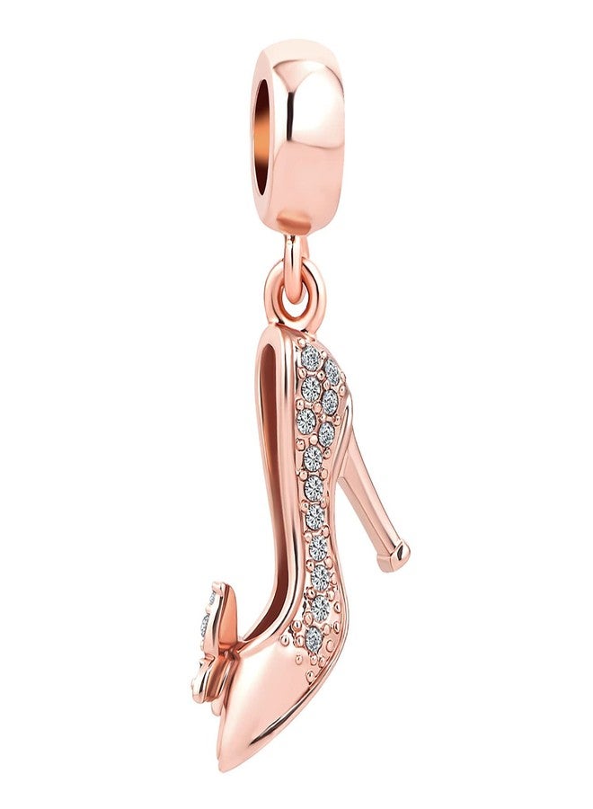 MiiFort High Heel Shoe Bowknot Rose Gold Charm Compatible with Pandora Bracelets Women Christmas Family Daughter Sister Granddaughter - Image 1