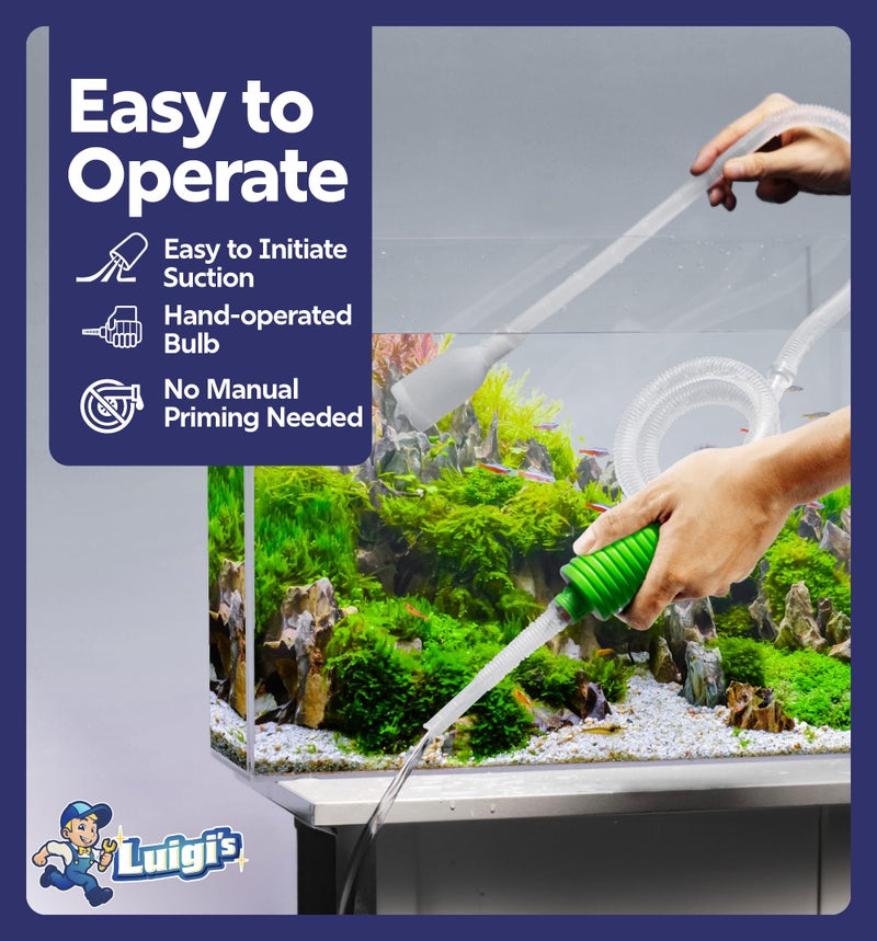 Luigi's Fish Tank Cleaner - Gravel Pump Vacuum for Aquarium - Hand Siphon Hose to Remove and Change Water or Sand in Minutes - Fish Aquarium Accessories, Supplies & Cleaning Tools - Image 4