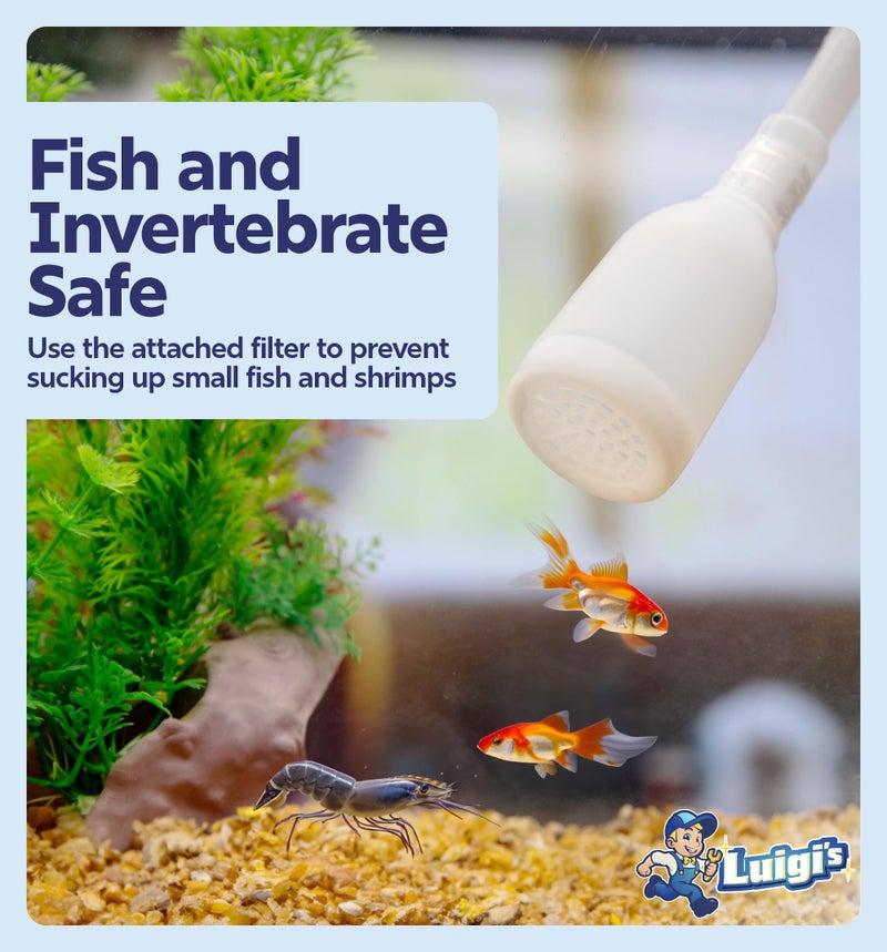Luigi's Fish Tank Cleaner - Gravel Pump Vacuum for Aquarium - Hand Siphon Hose to Remove and Change Water or Sand in Minutes - Fish Aquarium Accessories, Supplies & Cleaning Tools - Image 5