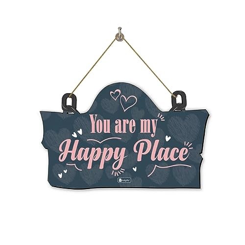 Indigifts You are My Happy Place Wooden Door Wall Hanging - 11.05x7 Inch - Image 1