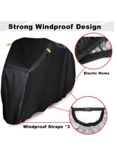 Excefore غطاء دراجة مقاوم للماء، غطاء دراجة كبير لدراجتين، 210 × 95 × 110 سم 210T أغطية دراجات للتخزين الخارجي، غطاء دراجة مقاوم للماء في الهواء الطلق، أغطية دراجات مضادة للأشعة فوق البنفسجية والأمطار مع حقيبة تخزين للدراجة الجبلية/الكهربائية  - Image 4