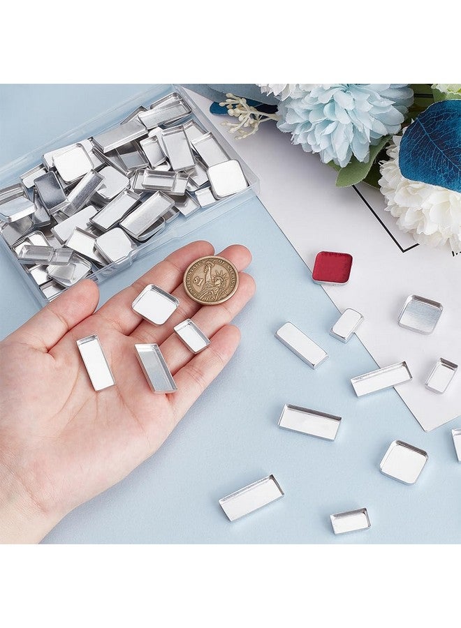 بي إتش باندا هول PH PandaHall 80 قطعة من قوالب معدنية فارغة، 4 أحجام من قوالب ظلال العيون الفارغة المصنوعة من الألومنيوم، قوالب لوحة مستطيلة، لوحة أحمر الخدود وأحمر الشفاه DIY لمستحضرات التجميل 0.7 ~ 1 × 0.3 ~ 0.7 بوصة - Image 3