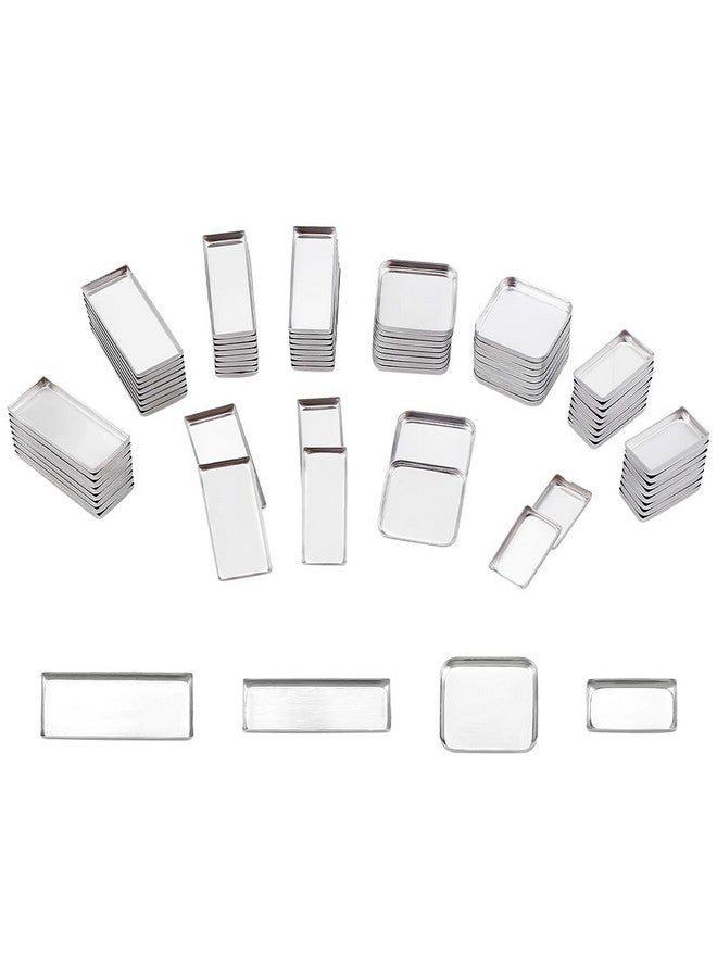 بي إتش باندا هول PH PandaHall 80 قطعة من قوالب معدنية فارغة، 4 أحجام من قوالب ظلال العيون الفارغة المصنوعة من الألومنيوم، قوالب لوحة مستطيلة، لوحة أحمر الخدود وأحمر الشفاه DIY لمستحضرات التجميل 0.7 ~ 1 × 0.3 ~ 0.7 بوصة - Image 1