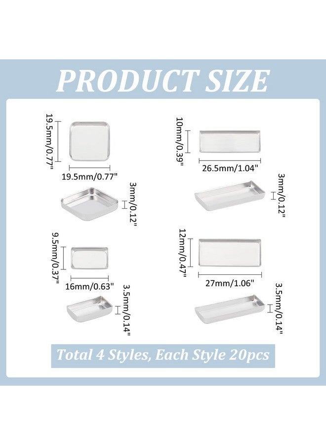 بي إتش باندا هول PH PandaHall 80 قطعة من قوالب معدنية فارغة، 4 أحجام من قوالب ظلال العيون الفارغة المصنوعة من الألومنيوم، قوالب لوحة مستطيلة، لوحة أحمر الخدود وأحمر الشفاه DIY لمستحضرات التجميل 0.7 ~ 1 × 0.3 ~ 0.7 بوصة - Image 2