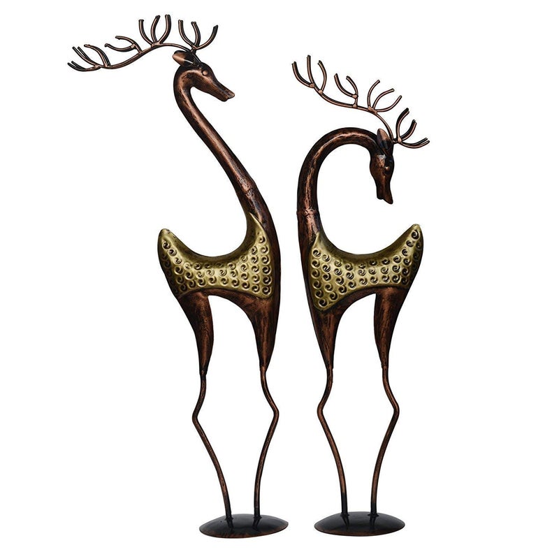 Omicore art gallery Metal Deer Showpiece Standard Set of 2 Pieces