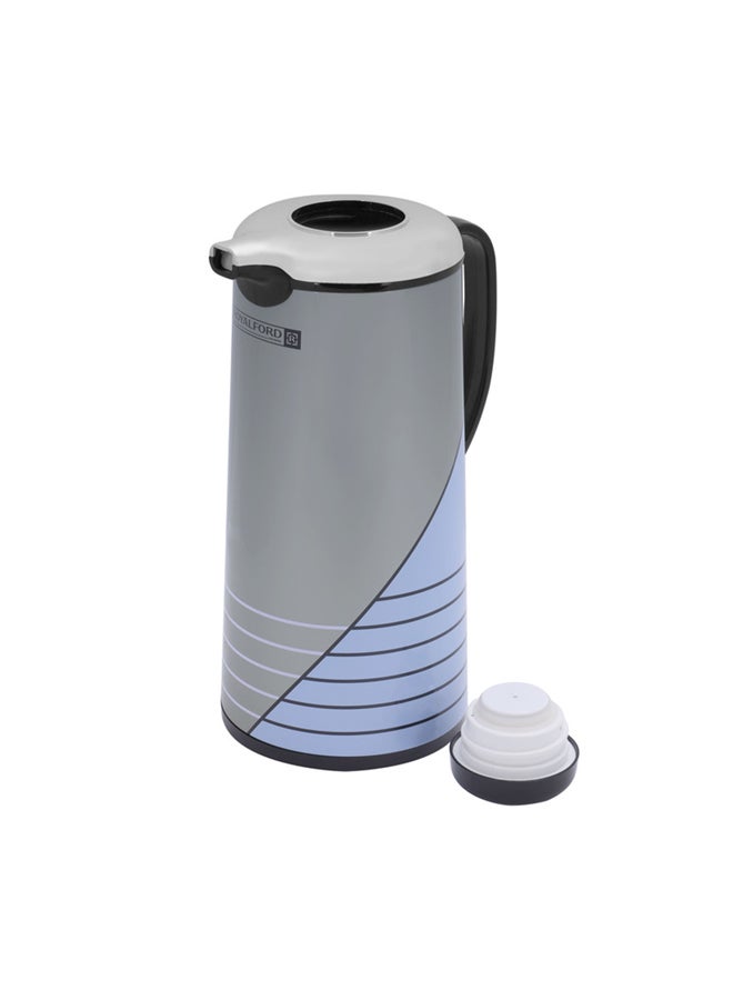 Royalford Vacuum Flask Double Wall 1000Ml Hot And Cold Strong And Durable Iron Bosy With Glass Inner Multicolor Silver/Blue/Black - Image 2