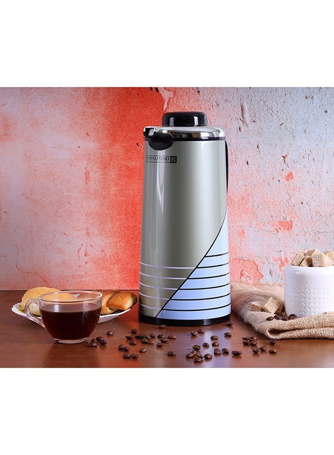 Royalford Vacuum Flask Double Wall 1000Ml Hot And Cold Strong And Durable Iron Bosy With Glass Inner Multicolor Silver/Blue/Black - Image 4
