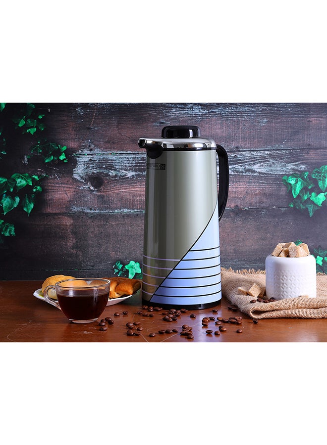Royalford Vacuum Flask Double Wall 1000Ml Hot And Cold Strong And Durable Iron Bosy With Glass Inner Multicolor Silver/Blue/Black - Image 5