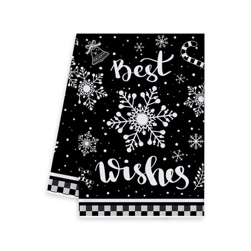 Labelable Christmas Kitchen Dish Towel Red Christmas Printed Dining Table Decorative Holiday Towel - Image 1