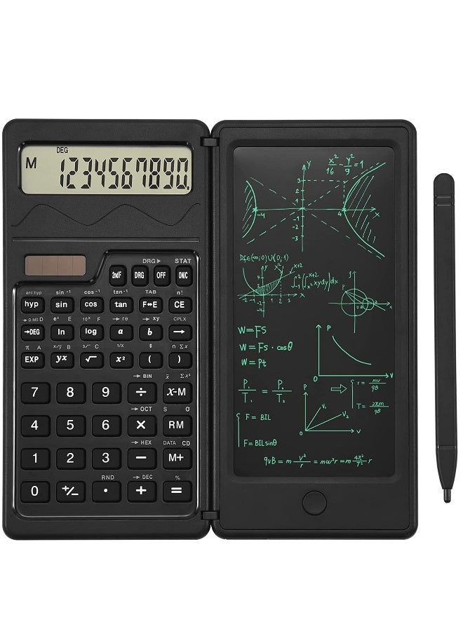 آلة حاسبة علمية مع دفتر ملاحظات شاشة كبيرة 10 أرقام حاسبات مكتبية تدعم الطاقة الشمسية آلة حاسبة قابلة للطي للطلاب والمدارس والجامعات - Image 1