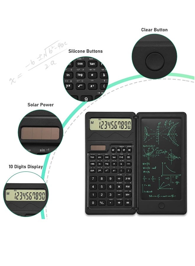 آلة حاسبة علمية مع دفتر ملاحظات شاشة كبيرة 10 أرقام حاسبات مكتبية تدعم الطاقة الشمسية آلة حاسبة قابلة للطي للطلاب والمدارس والجامعات - Image 3