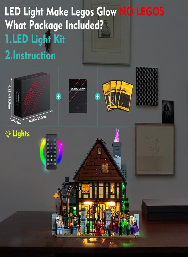 LocoLee Light Kit Compatible with Lego Hocus Pocus: The Sanderson Sisters' Cottage House Decor 21341, Remote Control Lighting Set Accessories Compatible with Lego Ideas 21341 (Lights Only, No Models) - Image 3