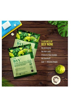 BSY BSY Noni Black Hair Magic Hair color shampoo (20ml x 10 Sachets) | Ammonia Free Hair Color Shampoo for men,Natural Black Permanent Hair Dye Shampoo for women,Noni Fruit Hair Dye,Hair Coloring Shampoo  - Image 3