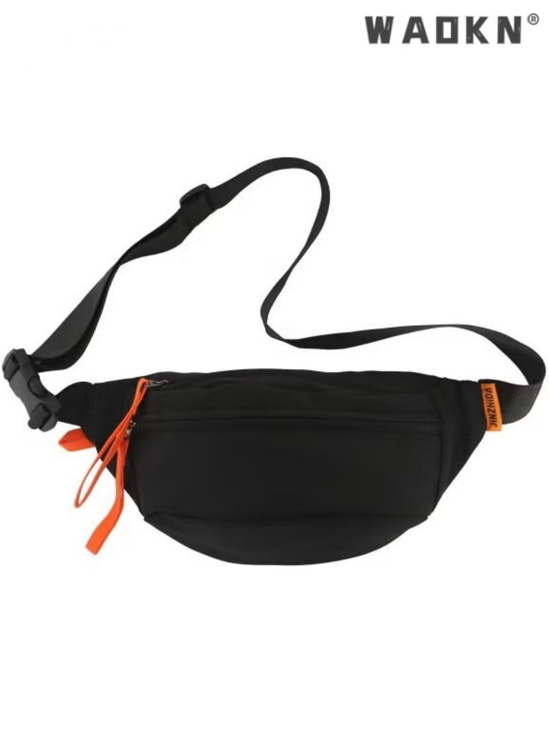 WAOKN Large Capacity Shoulder Bag Pack for Women Men, Black Crossbody Waist Bag Belt Bag, Fashion Water Resistant Waist Pouch Packs Chest Bag with Adjustable Strap for Travel Walking Running Hiking Cycling  - Image 1