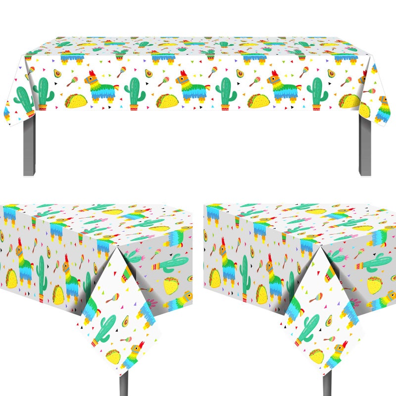 JOLLYSTYLE 3PCS Cinco de Mayo Table Decorations Tablecloth  Fiesta Mexican Birthday Party Supplies Accessories Favors Cactus Taco Plastic Table Runner Cover8661 x 5118