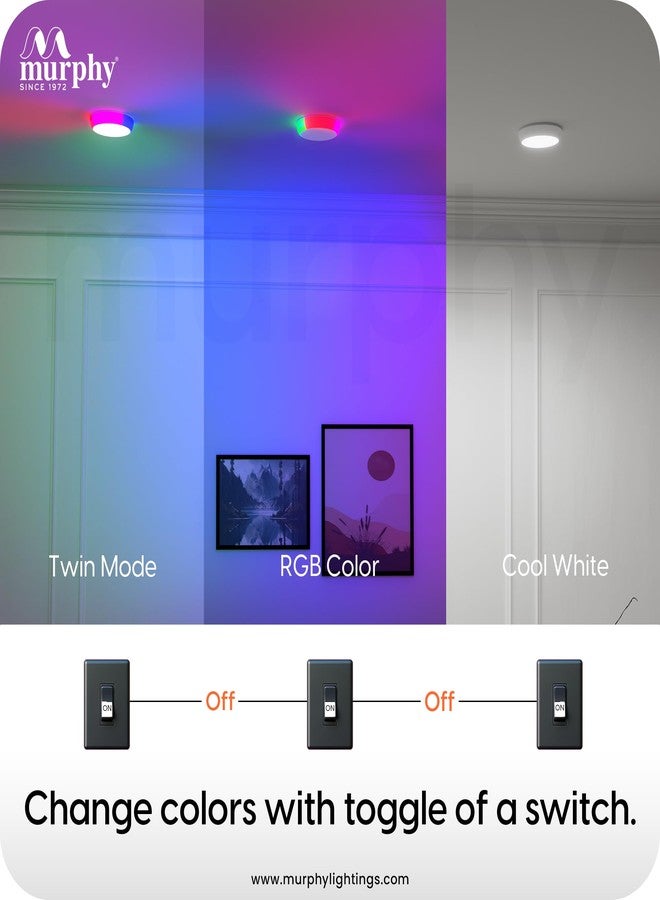 Murphy 2-in-1 7W+7W White + Multi-Color RGB Round LED Junction Box Ceiling Light |High Brightness Energy Saving Decorative Indoor Light | 2-Year Warranty | Pack of 2 - Image 5