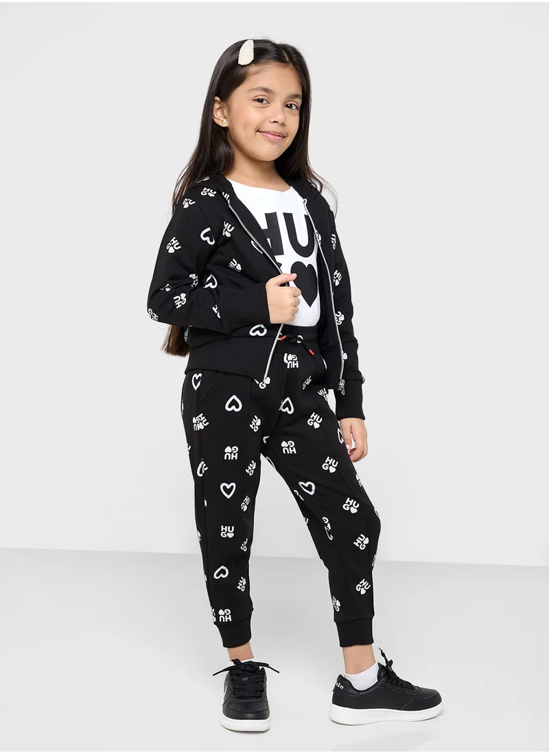 هوجو Kids Logo Aop Zip Through Hoodie