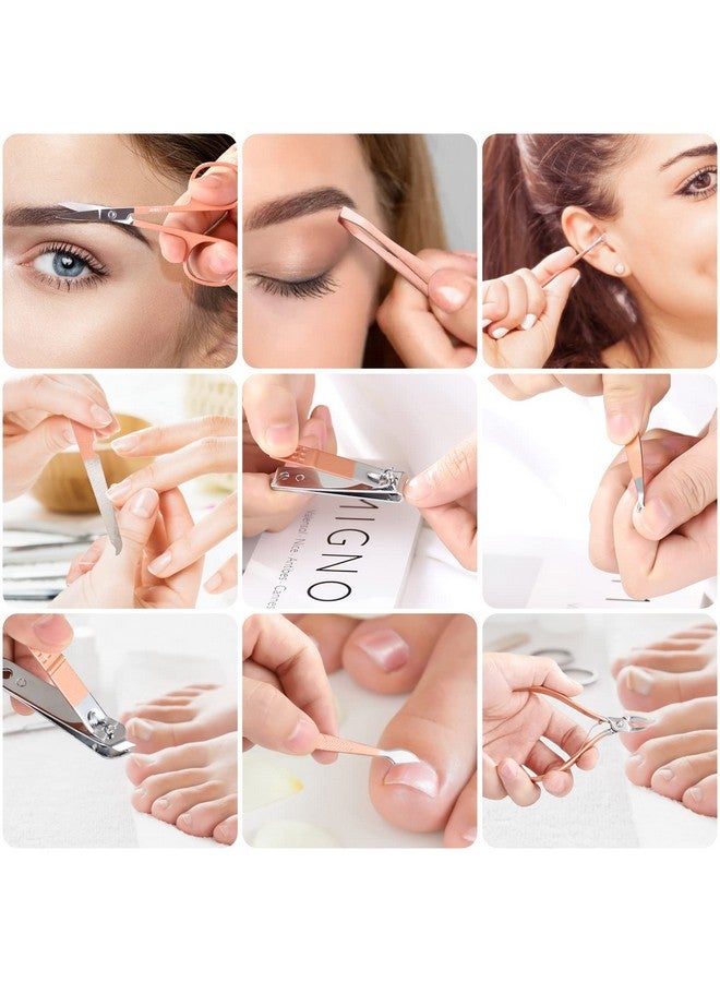 KV.YSHQLNE Manicure Set Pedicure Kit Womens Nail Clippers Set 32 In 1 Professional Grooming Care Tools Nail Kit Including Facial Fingernails And Toenails Care With Travel Case Women (Rose Pink_32 In 1) - Image 5