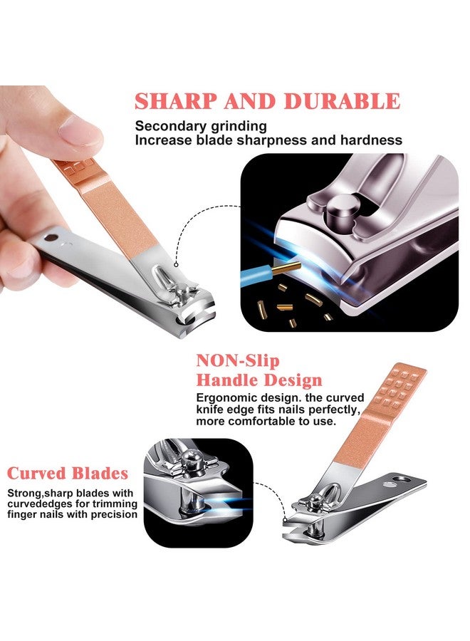 KV.YSHQLNE Manicure Set Pedicure Kit Womens Nail Clippers Set 32 In 1 Professional Grooming Care Tools Nail Kit Including Facial Fingernails And Toenails Care With Travel Case Women (Rose Pink_32 In 1) - Image 2