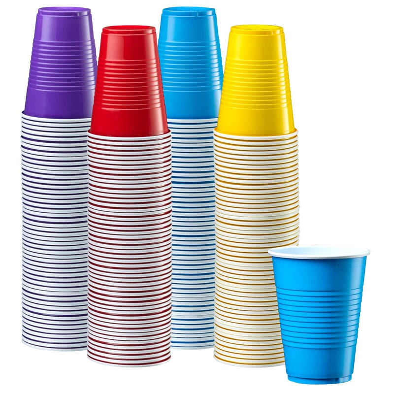 Gusto Comfy Package 9 oz  240 Count Plastic Party Cups Disposable  Assorted Colors Drinking Cups for Party Events and Everyday Use