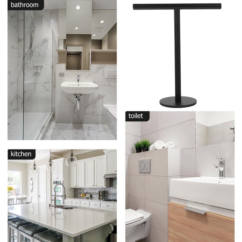 Stainless Steel Standing Towel Rack With Balanced Base For Vanity Countertop And Kitchen - Image 5