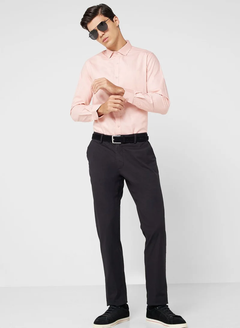 Robert Wood Pure Cotton Formal Shirt With Full Sleeve & Semi Cutaway Collar