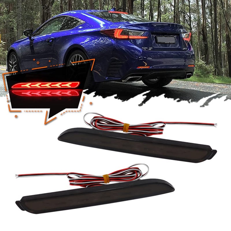 TurningMax 3D Optic Fish Bone Style Smoked Lens LED Rear Bumper Reflectors Brake Tail Lights Lamps For Lexus RC250 RC350 ISF GX470 Toyota REIZ Sienna Matrix Venza Avalon
