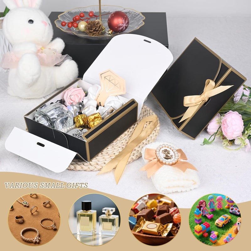 WLUSEAXI 10Pack Small Gift Boxes, 6.5''x6.5''x2'' Black Gift Boxes with Ribbon, Small Boxes for Gifts Birthday Wedding Party Valentine's Day Mother's Day - Image 5