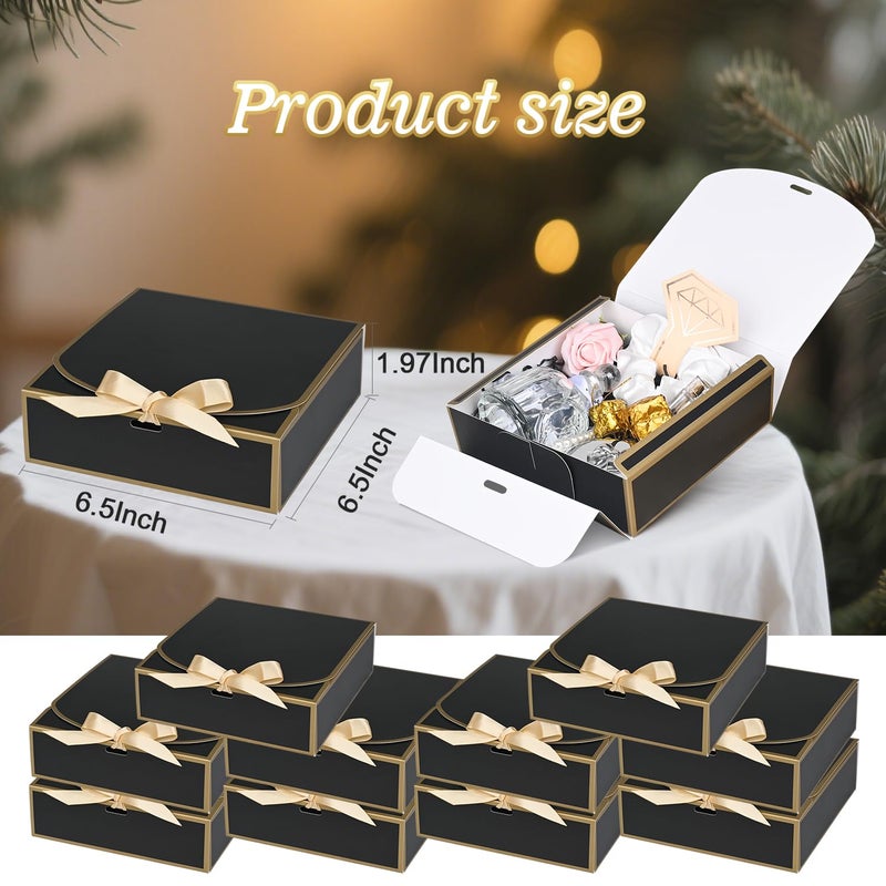 WLUSEAXI 10Pack Small Gift Boxes, 6.5''x6.5''x2'' Black Gift Boxes with Ribbon, Small Boxes for Gifts Birthday Wedding Party Valentine's Day Mother's Day - Image 3
