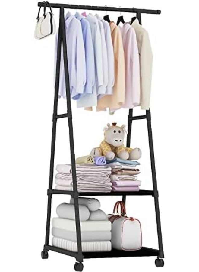 Generic Triangular Multifunction Bedroom Coat Rack with Wheels- Black  - Image 1