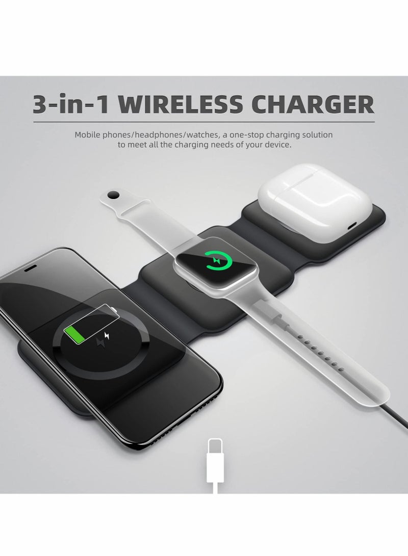 Y&D Wireless Charging, 3 in 1 Charger,Wireless Magnetic Fast Charging Foldable Dock station Charger for iPhone 13/12/11/8/Pro/Max,for iWatch,forAirPods 3/2/Pro and Samsung - Image 3