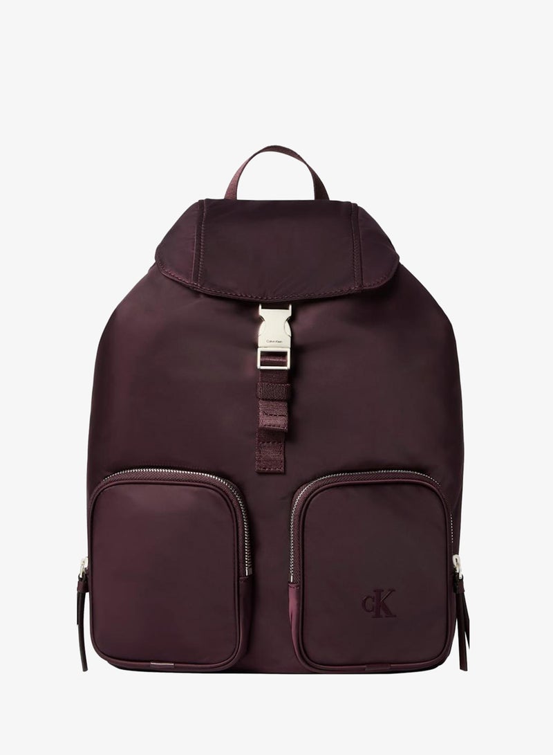 CALVIN KLEIN Soft Satin Nylon Flap Backpack - Image 1