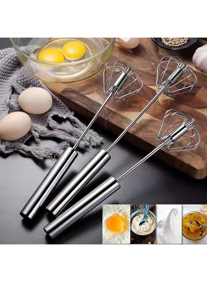 قطعتان خفاقة بيض يدوية متينة خلاط يدوي من الفولاذ المقاوم للصدأ للخبز والطهي - Image 1