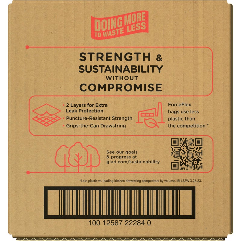 Glad Trash & Food Storage ForceFlex Protection Series Tall Trash Bags, 13 Gal, Gain Moonlight Breeze with Febreze, 110 Ct (Package May Vary), White (79261) - Image 4