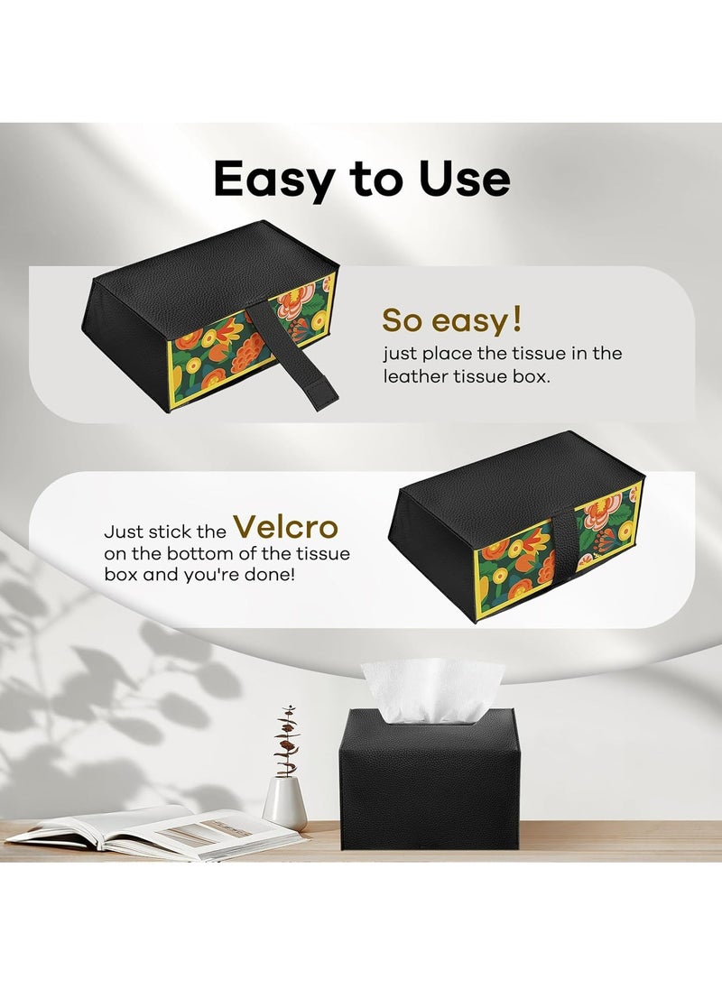 Oasisgalore - Tissue Box Cover Holder, Leather Paper Towel Dispenser for Tabletop, Bathroom, Car, Office (Black-1 Pack) - Image 1