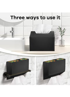 Oasisgalore Tissue Box Cover Holder, Leather Paper Towel Dispenser for Tabletop, Bathroom, Car, Office (Black-1 Pack)  - Image 4