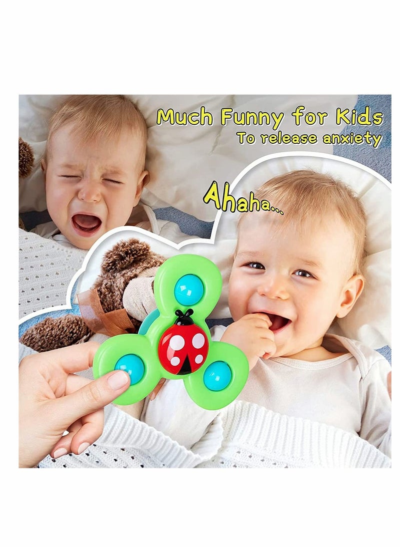 Excefore Toddler Spinner Toys, 3 Pack Learning Toys, Suction Cup Spinner Toy, Baby Water Toy Attractive Stress Relief Suction Cup Animal Interactive Baby Toys for Bath Tub, Dining Table, High Chair - Image 5