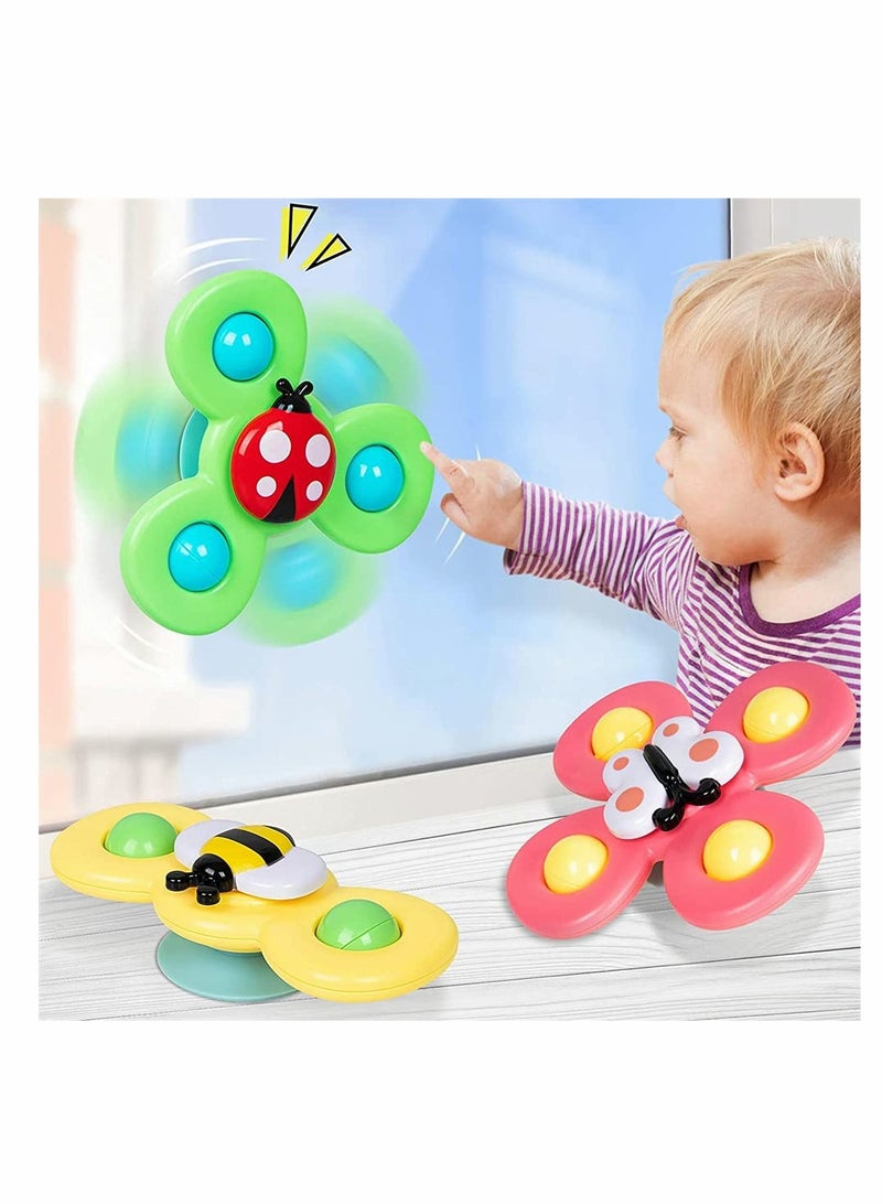 Excefore Toddler Spinner Toys, 3 Pack Learning Toys, Suction Cup Spinner Toy, Baby Water Toy Attractive Stress Relief Suction Cup Animal Interactive Baby Toys for Bath Tub, Dining Table, High Chair - Image 4