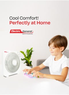 Electro General Electro General Box Fan Model FBX-WGR30 - 6 Durable PP Blades - Full Copper Motor (66*12mm) - One-Hour Timer - 3 Speed Settings - Swing Feature for Left-to-Right Air Distribution - Compact Design with High-Performance Operation  - Image 5