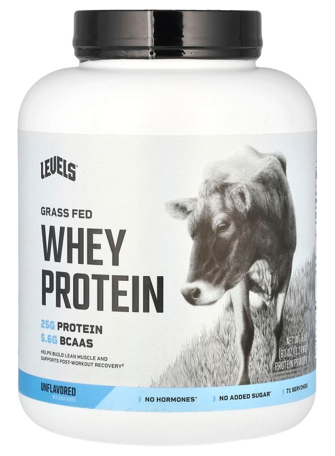 Level مسحوق بروتين مصل اللبن غير المنكه من حليب العشب 5 رطل (2.27 كجم)
