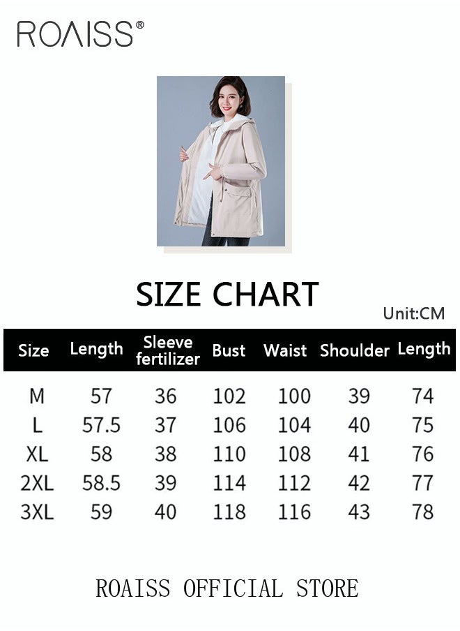 roaiss - Women Jackets Hooded Windbreaker Female Fleece Warm Thick Cotton Padded Women Mid-Length Plus Fleece Hooded Cotton Jacket Women Zip-In Hooded Coat. - Image 1