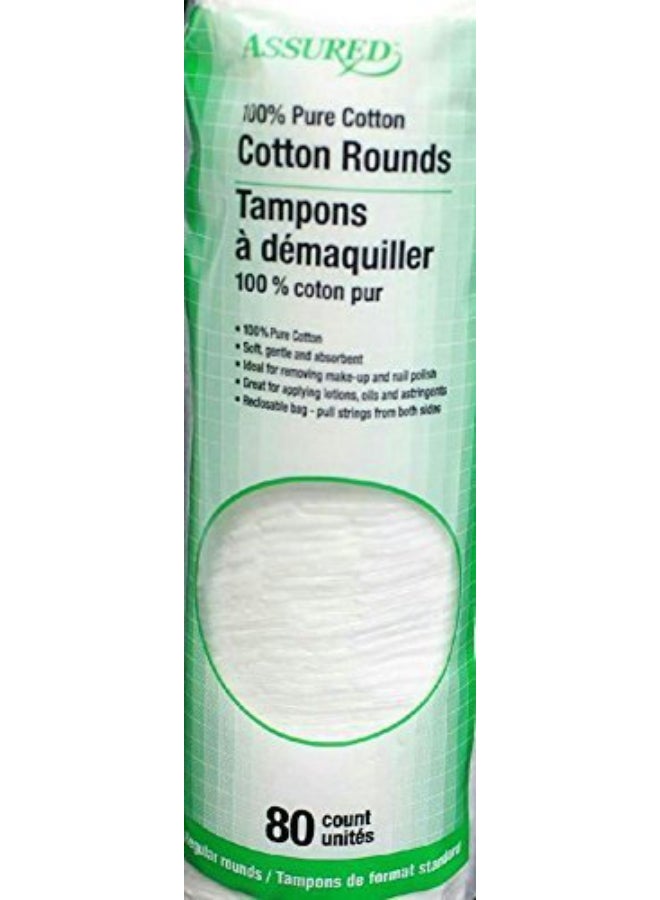 ASSURED 80 Count Assured 100 Cotton Rounds Pack of 2 - Image 1