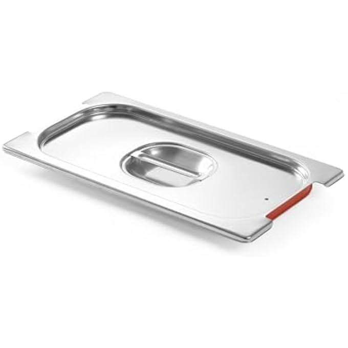 هندي Tapa Gastronorm Con Borde De Silicona Huecos Vlvula De Ventilacin Cierre Hermtico Adecuada Para Platos De Chafing Calderas Hornos Congeladores Gn13 325X176mm Acero Inoxyable - Image 1