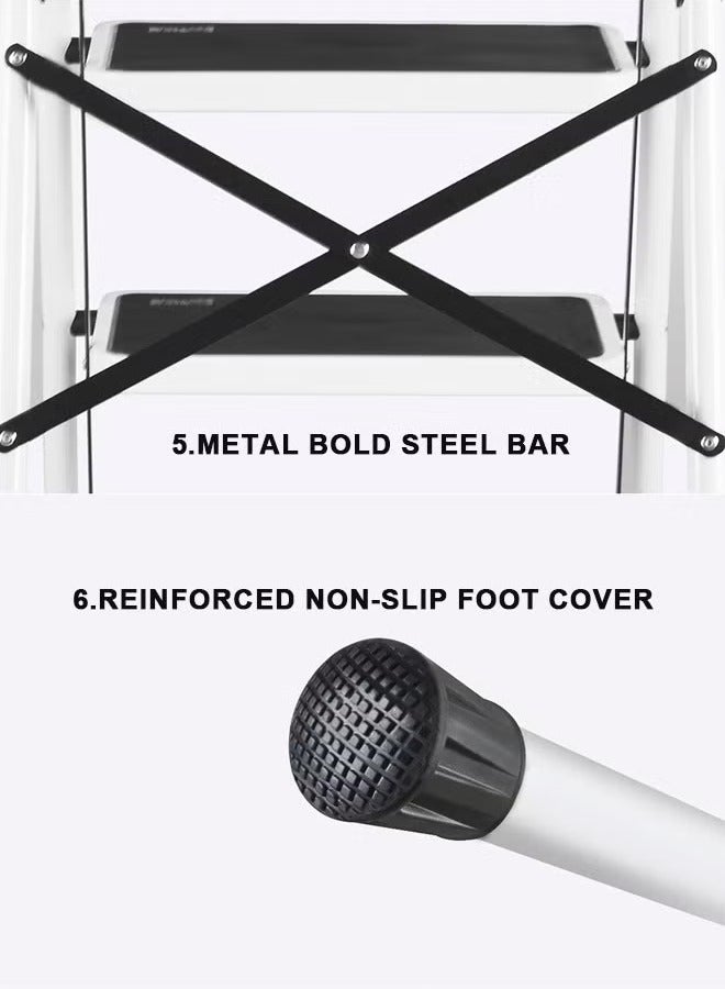 2 Layer Folding Ladder, 2 Step Iron Ladder Foldable, Stainless Steel Ladder Household Ladder, Movable And Non Slip