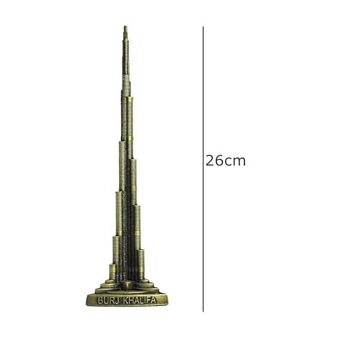ASHVAH Dubai Burj Khalifa Monument Miniature Showpiece, Replica, Small Metal Souvenir Model, 26 cm - Image 2