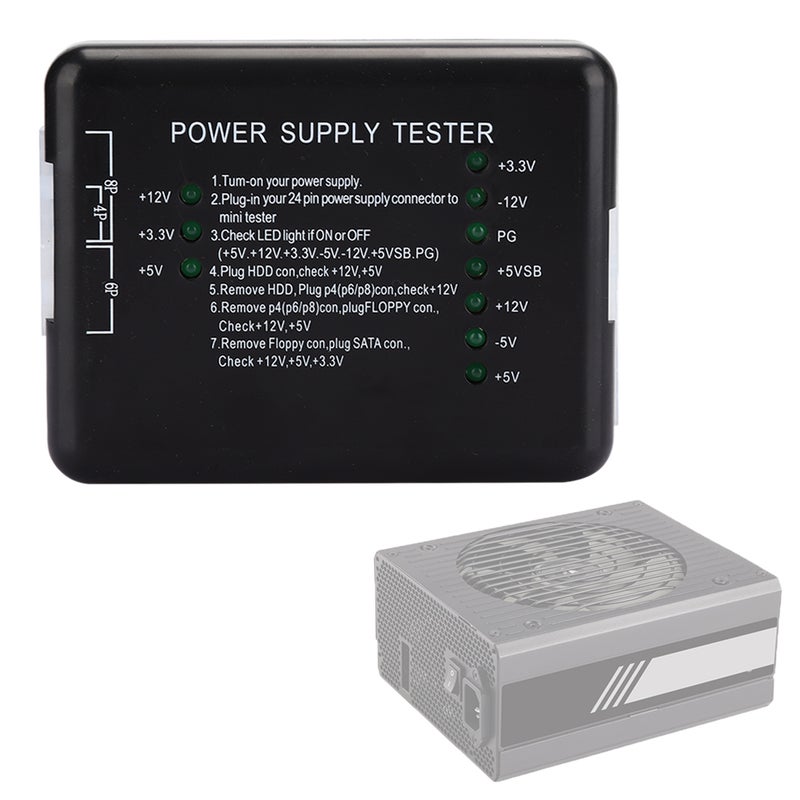 Power Supply Tester: ABS Material, Long Service Life - Easy Operation, LED Indicator Voltage Check for Computer Technicians, PC Troubleshooting & Diagnose - Image 2