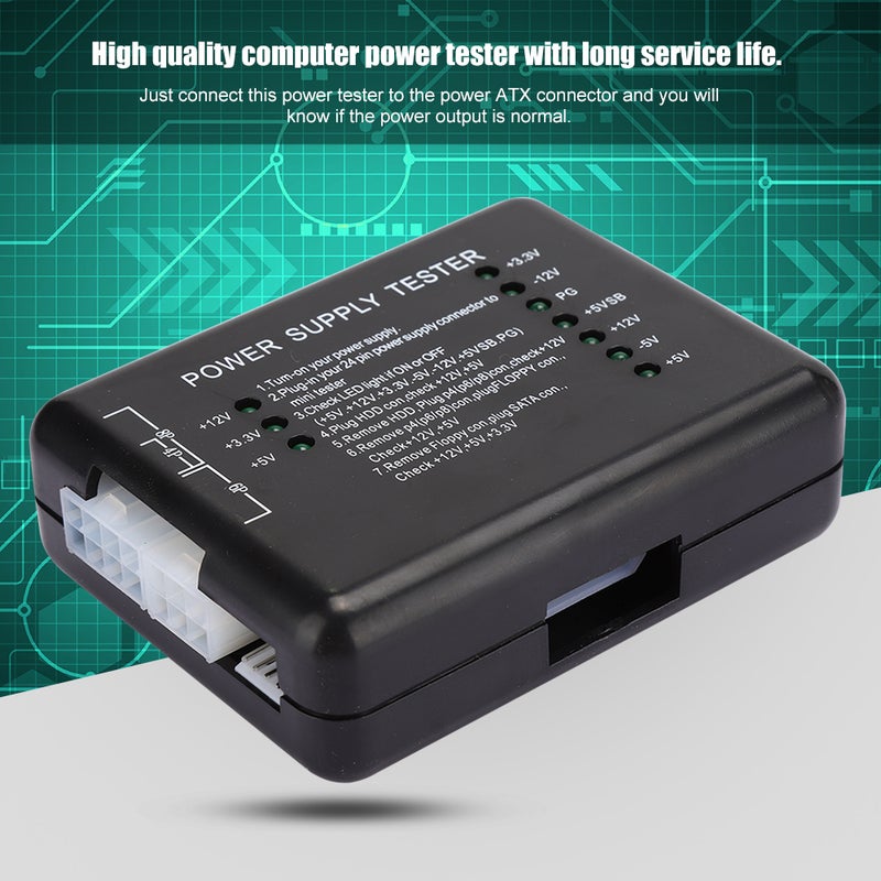 Power Supply Tester: ABS Material, Long Service Life - Easy Operation, LED Indicator Voltage Check for Computer Technicians, PC Troubleshooting & Diagnose - Image 3